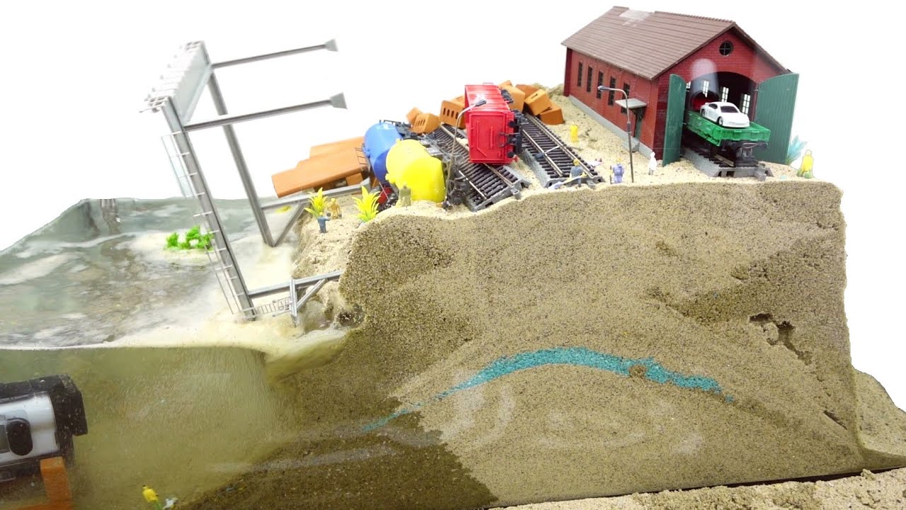 Train Station Collapse And Dam Break - Dam Breach Experiment