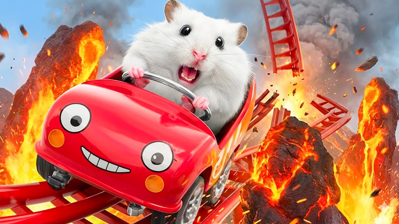 Hamster Escapes Lava Maze on Roller Coaster | Hamster Maze
