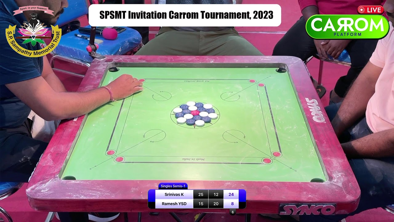 SPSMT Invitation Carrom 2023 - Singles - Semis 1 - Srinivas K vs Ramesh YSD