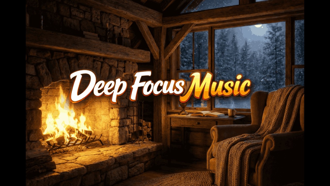 Deep Focus Music 🔥 Cozy Fireplace Cabin for Study & Work (No Distractions)