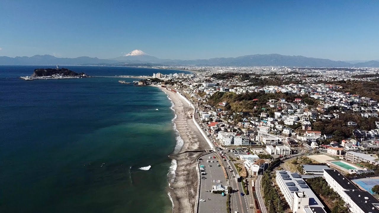 2017 絶景・七里ヶ浜からの江ノ島と富士(4K空撮) Grand Scenery Of Enoshima & Mt. Fuji From Shichirigahama@Kamakura(UHD)