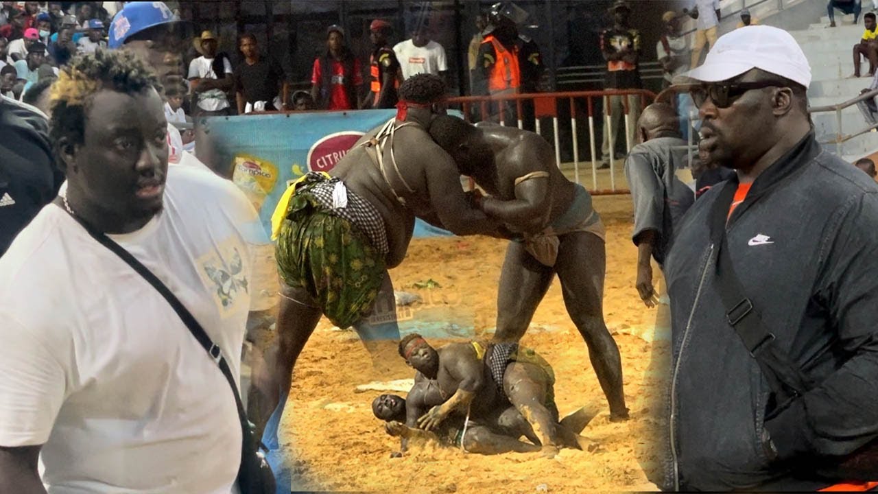 Caméra braquée sur Gris bordeaux et Serigne ndiaye combat Gris 2 vs Domou ndangou