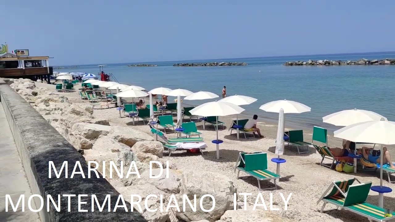 Marina di Montemarciano , la spiaggia ed i locali sul lungomare. Marche Italy