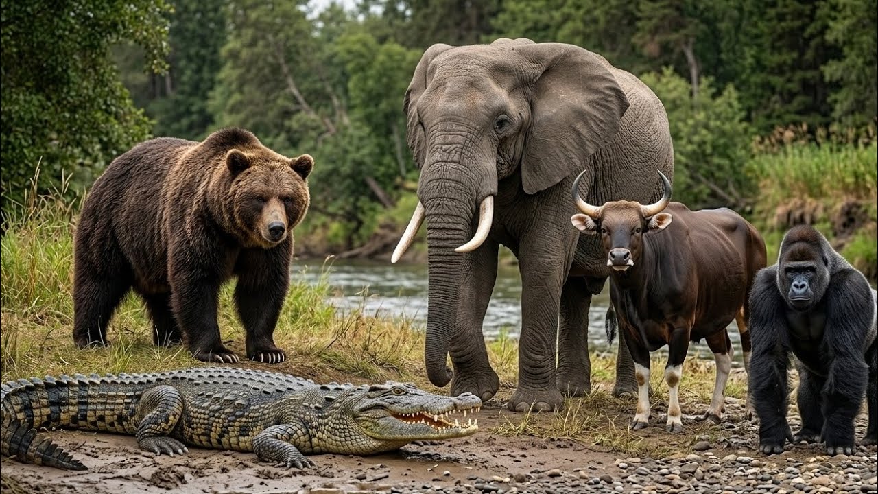Fakta Menarik Hewan Buaya, Beruang, Gajah, Banteng & Gorila | Satwa Liar Paling Kuat di Dunia