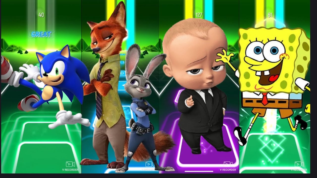 What happens when legendary cartoon characters take on an impossible Tiles Hop challenge? 😱