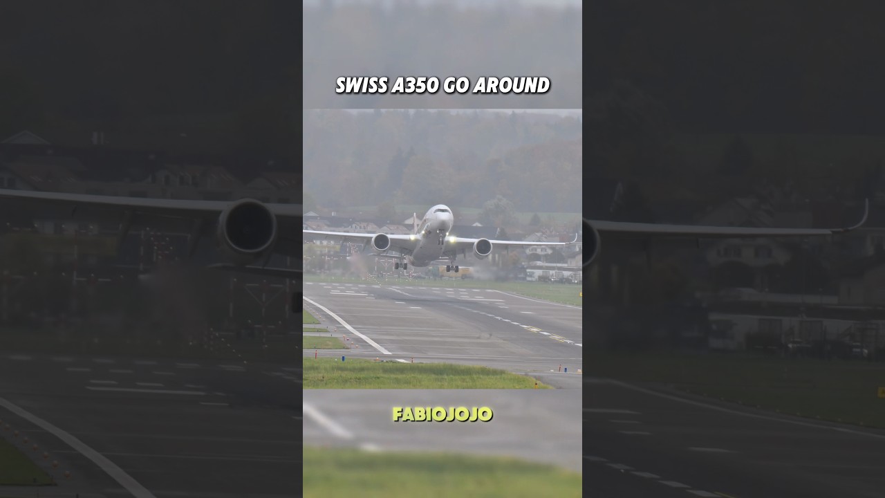 Swiss A350 go around at ZRH😳🔥#goaround #swiss #a350 #aviation #fypシ #windy #landing #wanderlust