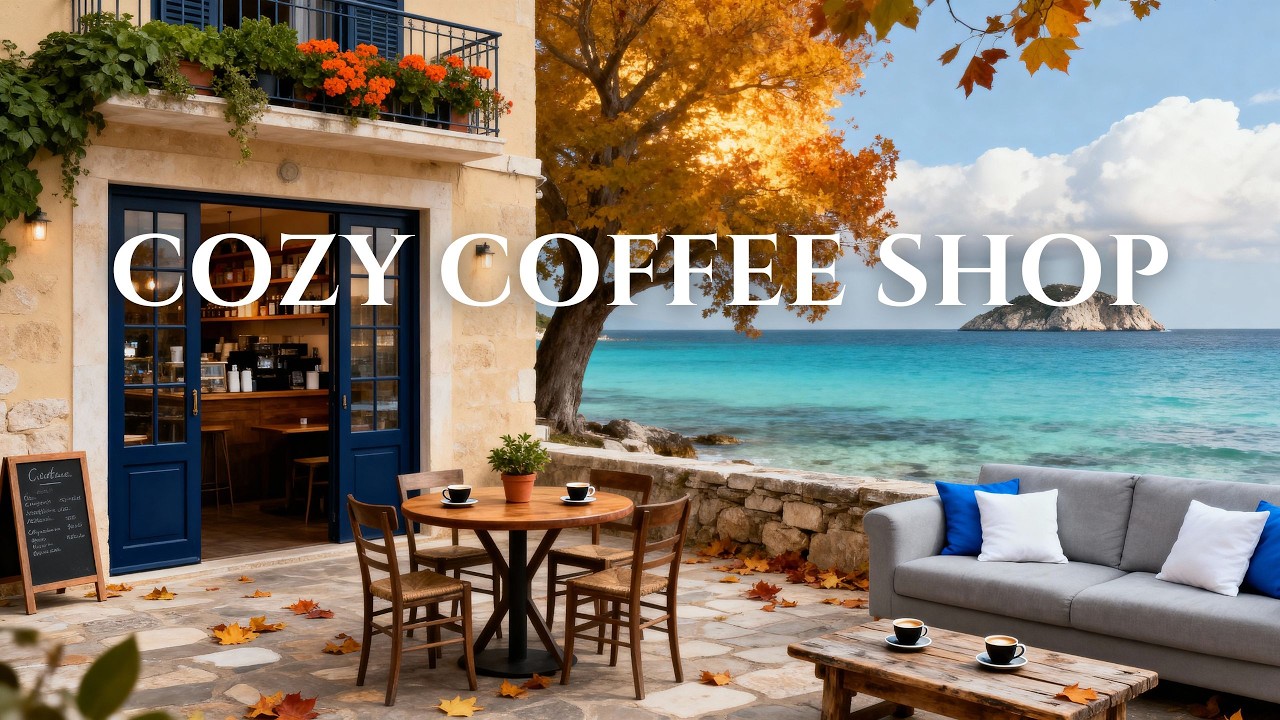 Cozy Coffee Shop • Seaside Cafe • Lofi Ambient Music • Calm, Ease, Relax, Focus, Study & Work