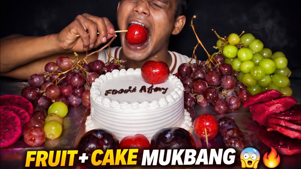 FRUIT PARTY 🍇HOMEMADE CANDIE FRUITS CAKE RECIPE Foodi ajay |ASMR MUKBANG 😋 #asmr #mukbang #fruits 
