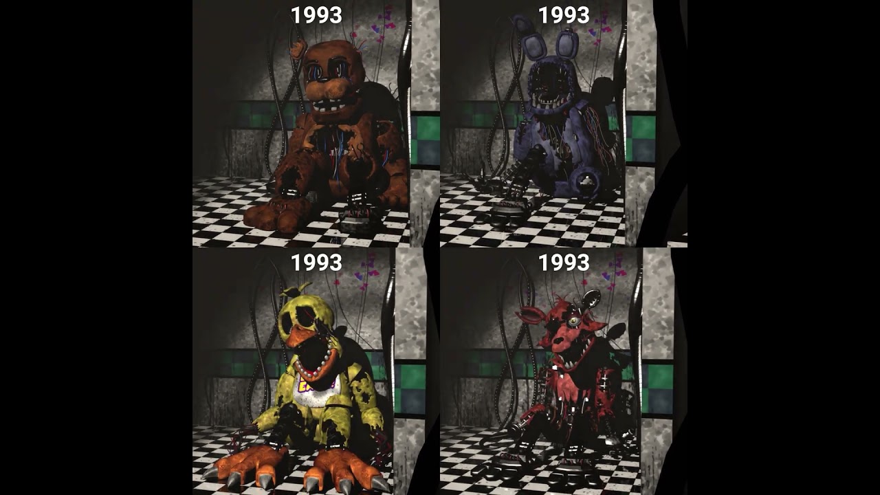 FNAF Withered Animatronics over the years