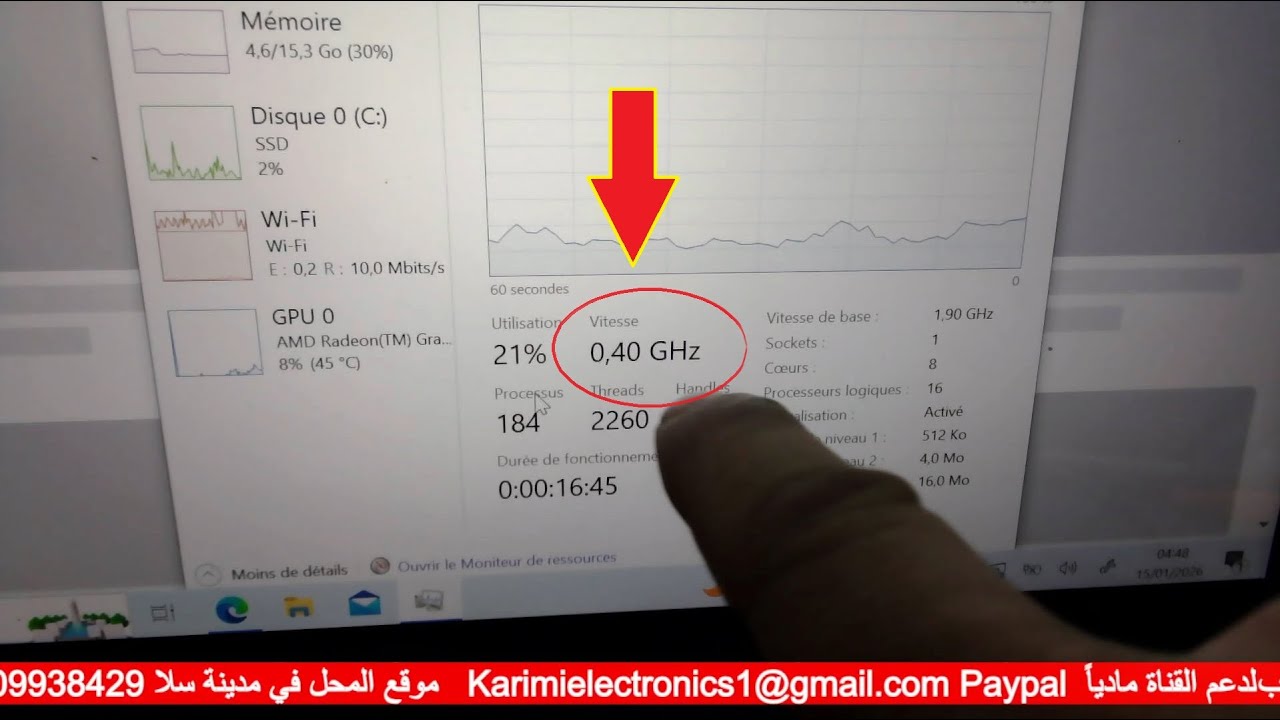 إصلاح حاسوب محمول مشكل بطيء جداً HP ENVY x360 PROCHOT problem CPU speed stuck at 0.40 GHZ