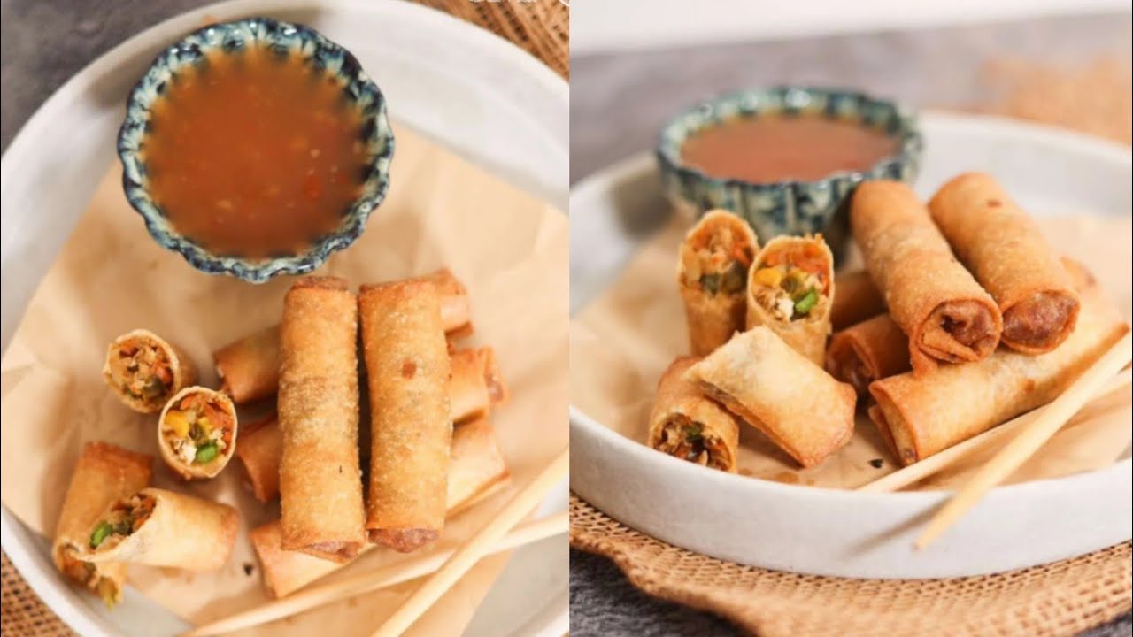 سبرينغ رول بالدجاج وخلطة النودلز الصينية لذيذ من قلب / Spring Rolls 🫔✨ الشيف حصة