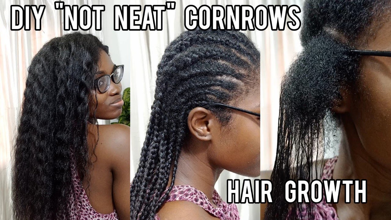 DIY CORNROWS ON TAILBONE LENGTH HAIR // EASY PROTECTIVE STYLE FOR HAIR GROWTH 