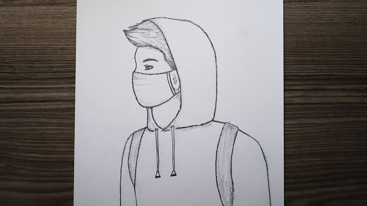 Kolay Yoldan Maskeli Erkek Çizimi / How to draw a man in a mask / M.A Çizim Erkek , Karakalem