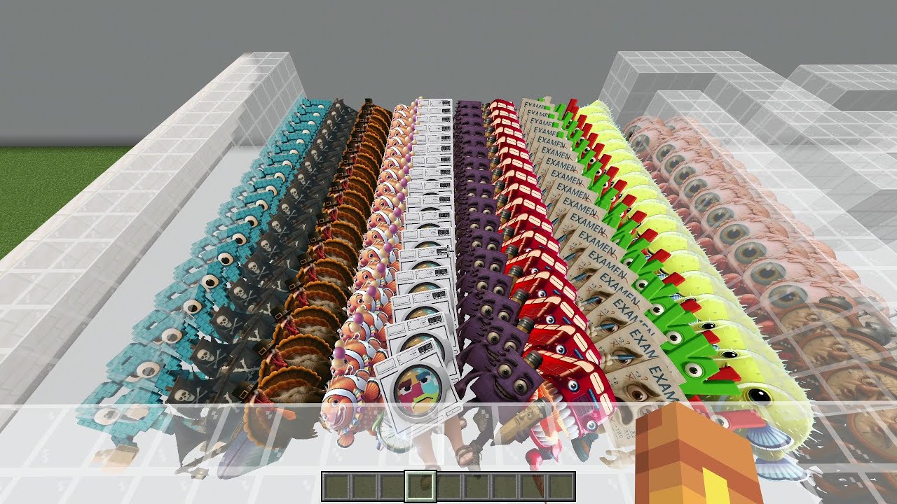 Too Much ALL New Cursed Brainrot Nextbots in NEW GLASS GMOD MAZE in Minecraft PE
