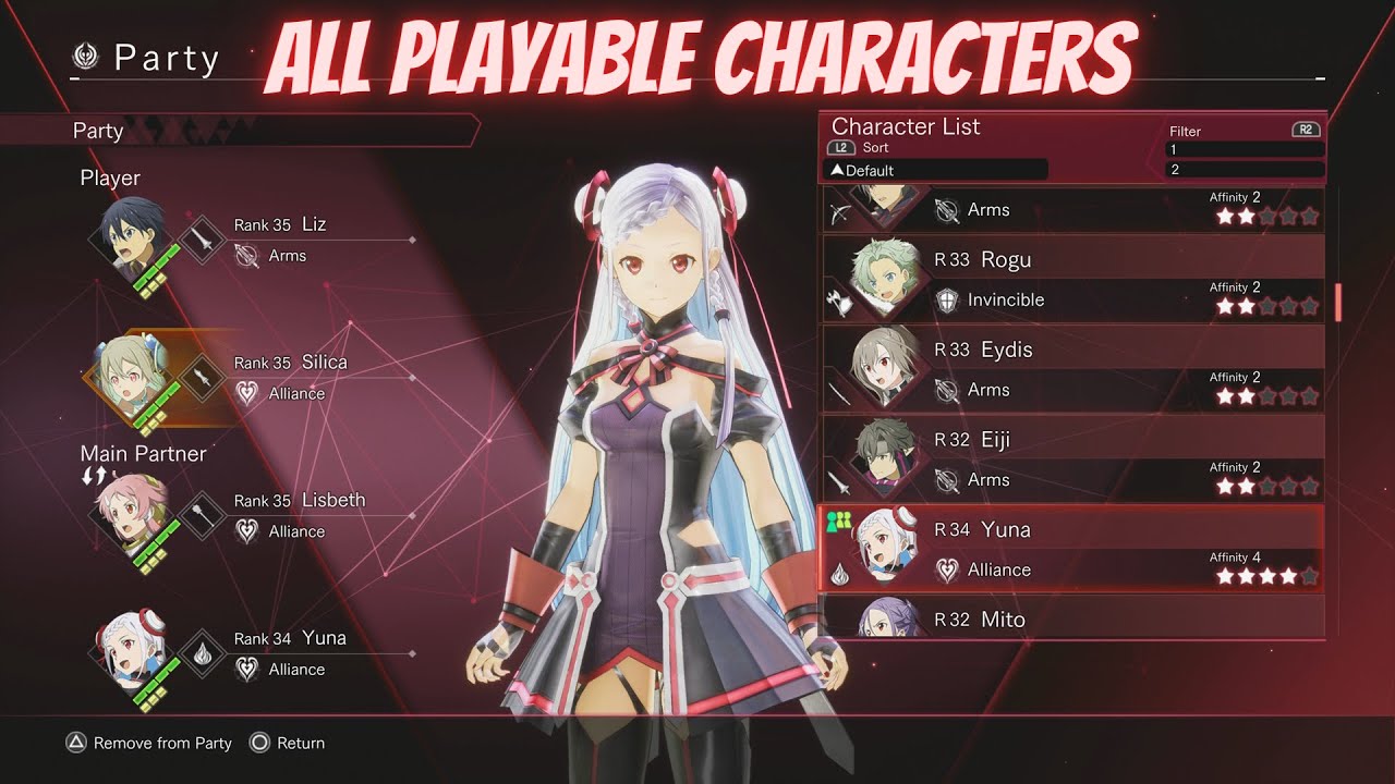 Sword Art Online Last Recollection All Playable Characters