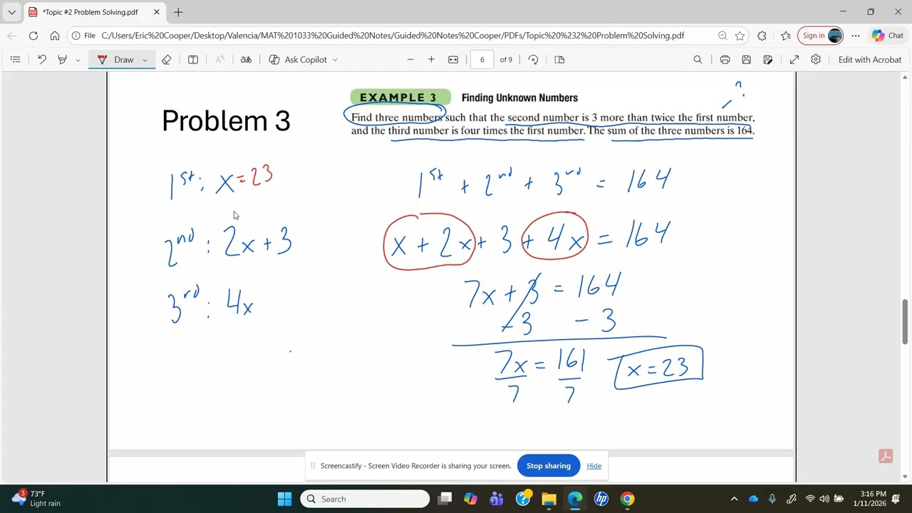 Topic #2: Problem Solving (MAT 1033)