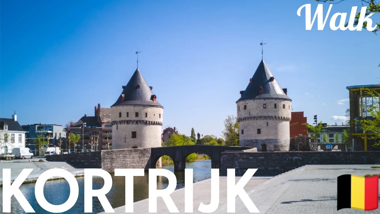 Kortrijk city walk. Belgium. 4K UHD video