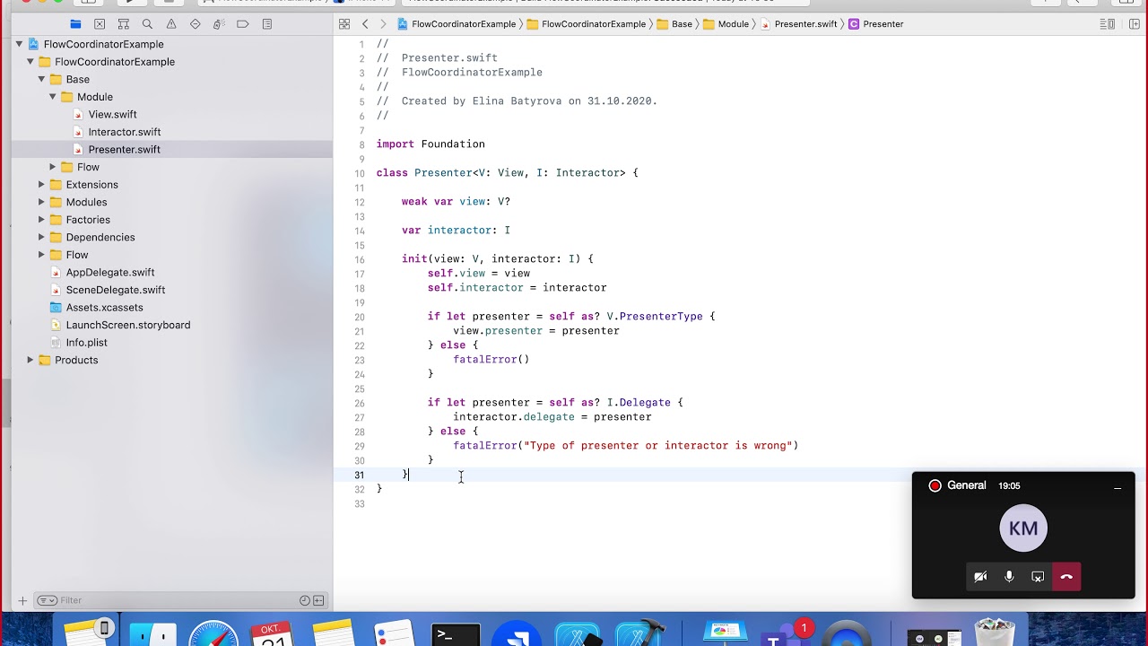Flow Coordinator Pattern (Application Coordinator), swift example