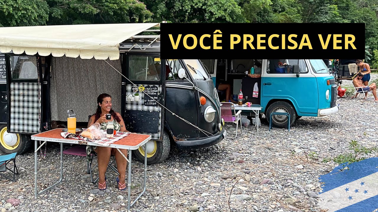 A ROTINA entre VIAJANTES de MOTORHOME em um RIO DE HONDURAS 🇭🇳