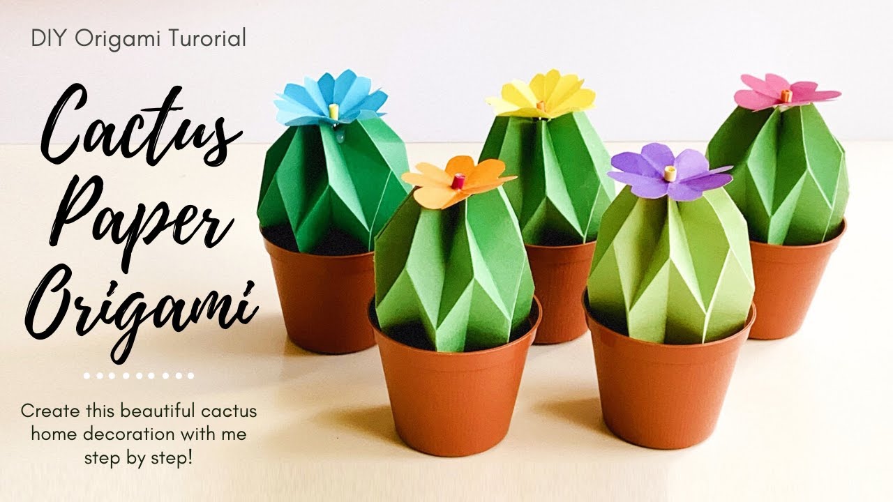 Origami Cactus & Flower Tutorial | Easy to Decor Any Room! | DIY 3D Cute Paper Cactus
