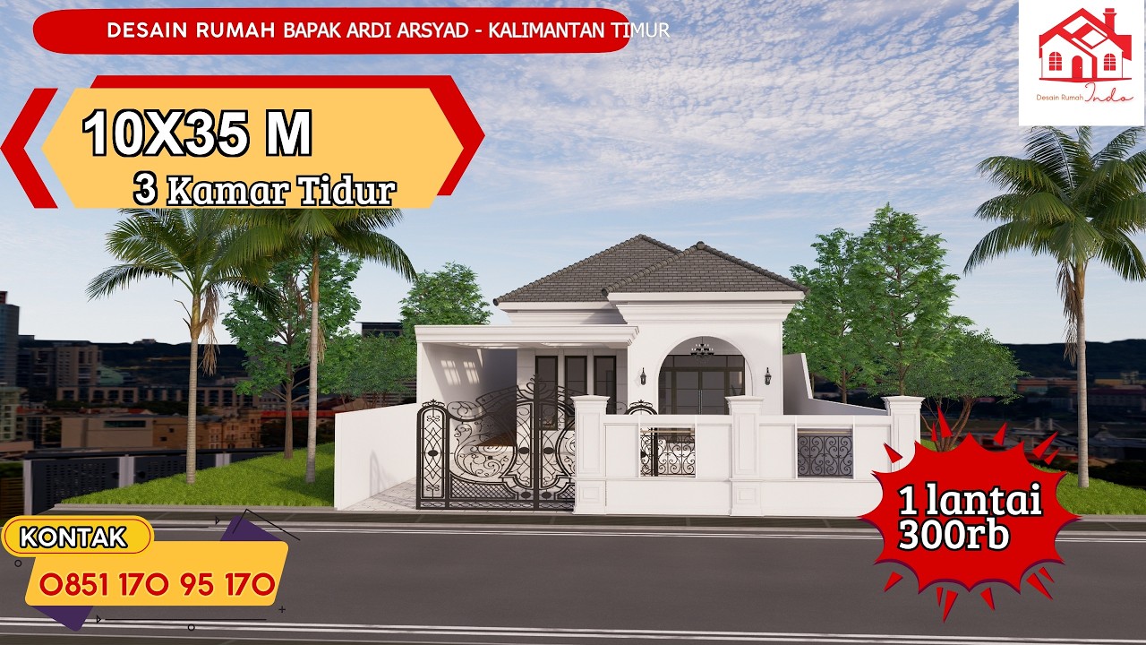 DESAIN RUMAH INDO MODEL CLASSIC UKURAN 10 X 20M 1 LANTAI (Bapak Ardi Arsyad Kalimatan Timur)