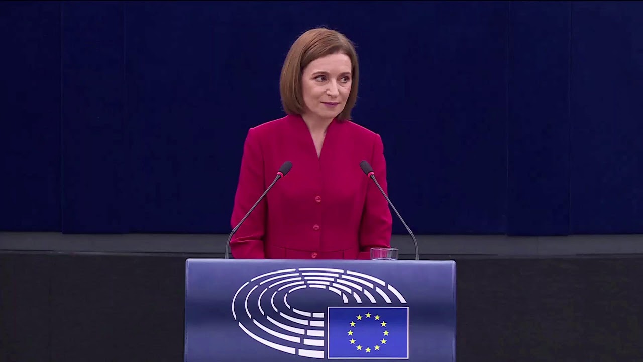 Discursul Președintei Maia Sandu în plenul Parlamentului European despre apărarea democrației