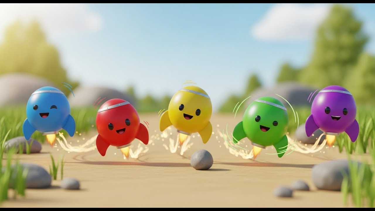 Пять маленьких игрушечных мячиков-ракеточек катятся, катятся, катятся! | Детские песенки для дете...