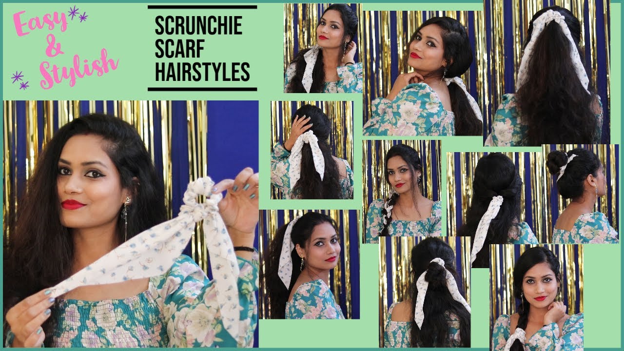 10 Easy + Stylish Bow Scrunchie Scarf Hairstyles | SPRING/SUMMER HAIRSTYLES USING RUBBER BAND SCARF