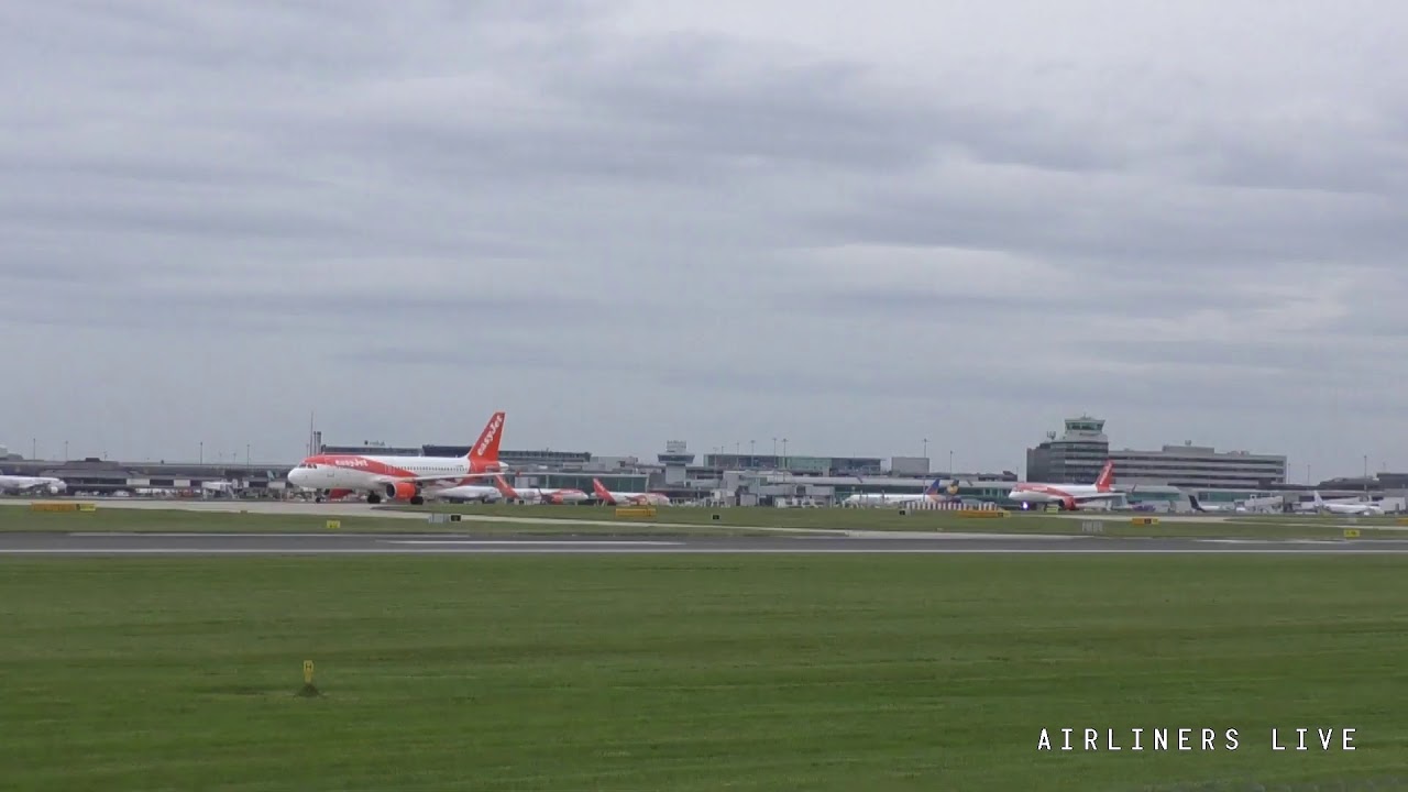 [AIRLINERS LIVE] Strong Winds! Plane Spotting - Manchester Airport