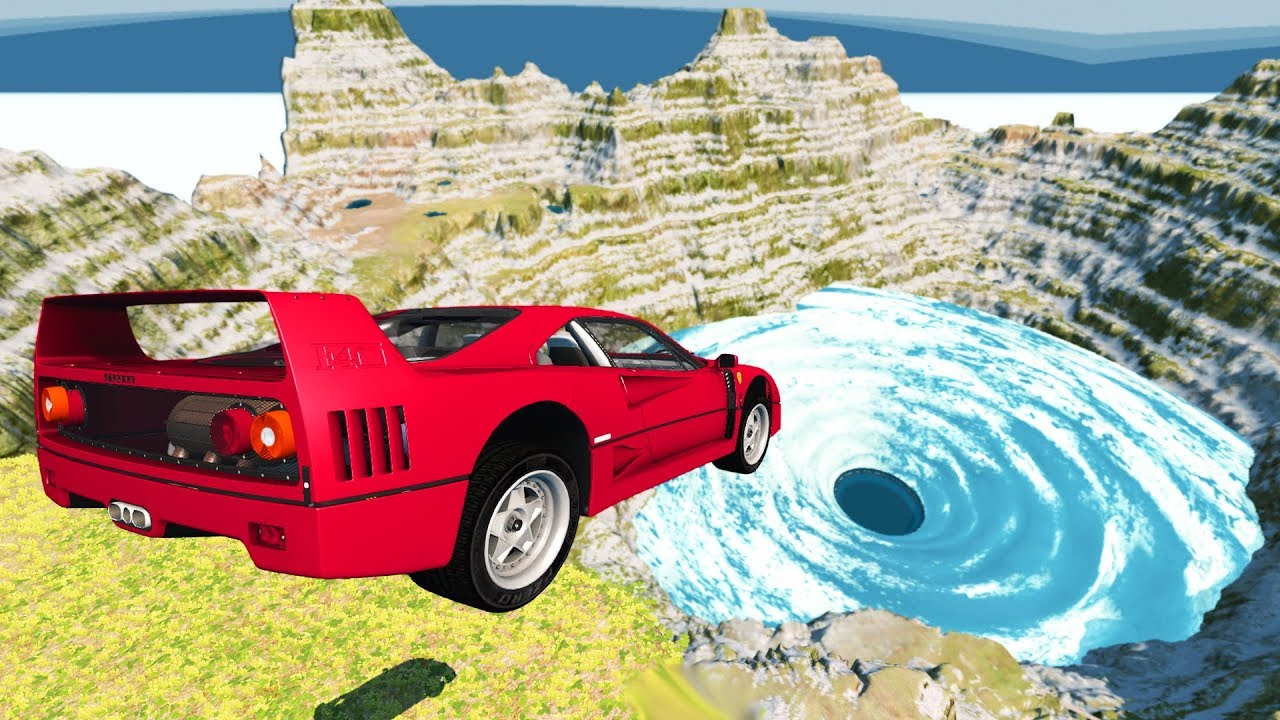 Beamng Drive - Incredible Jumps into Giant Water Vortex