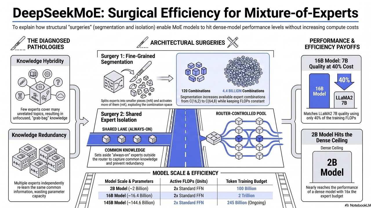 DeepSeekMoE: Two Surgeries, Zero Extra FLOPs