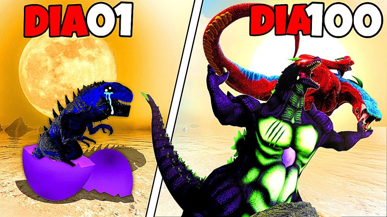 O CICLO DE VIDA DO LENDÁRIO SUPER GODZILLA! SOBREVIVI 100 DIAS - EVOLUDINO