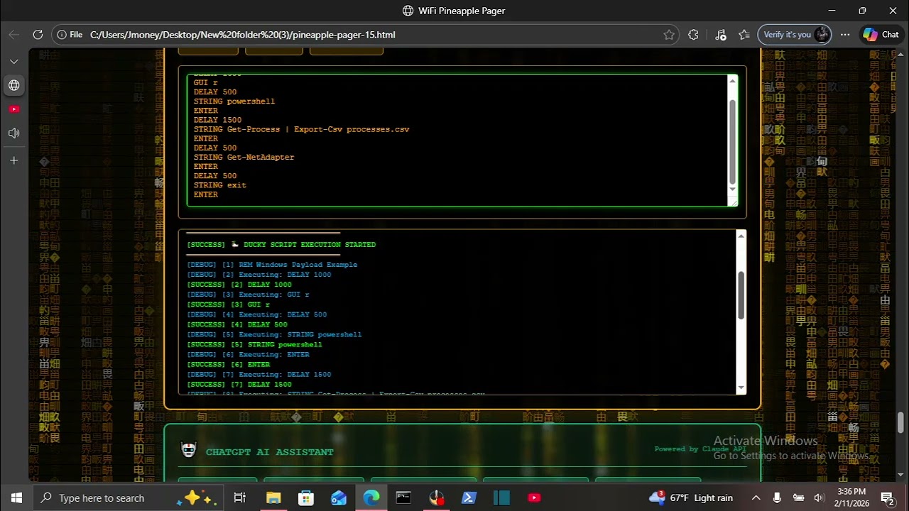 Building pineapple pager virtue machine it running Kalil all 600 tools got  GPT AI to help me debug