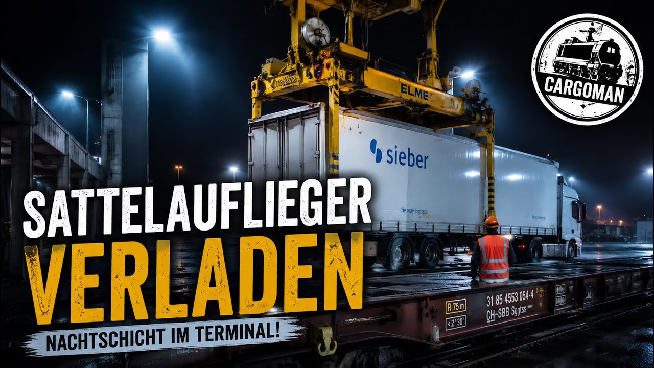 Sattelauflieger Umlad – Trailer von LKW auf Bahn 🚛🚂