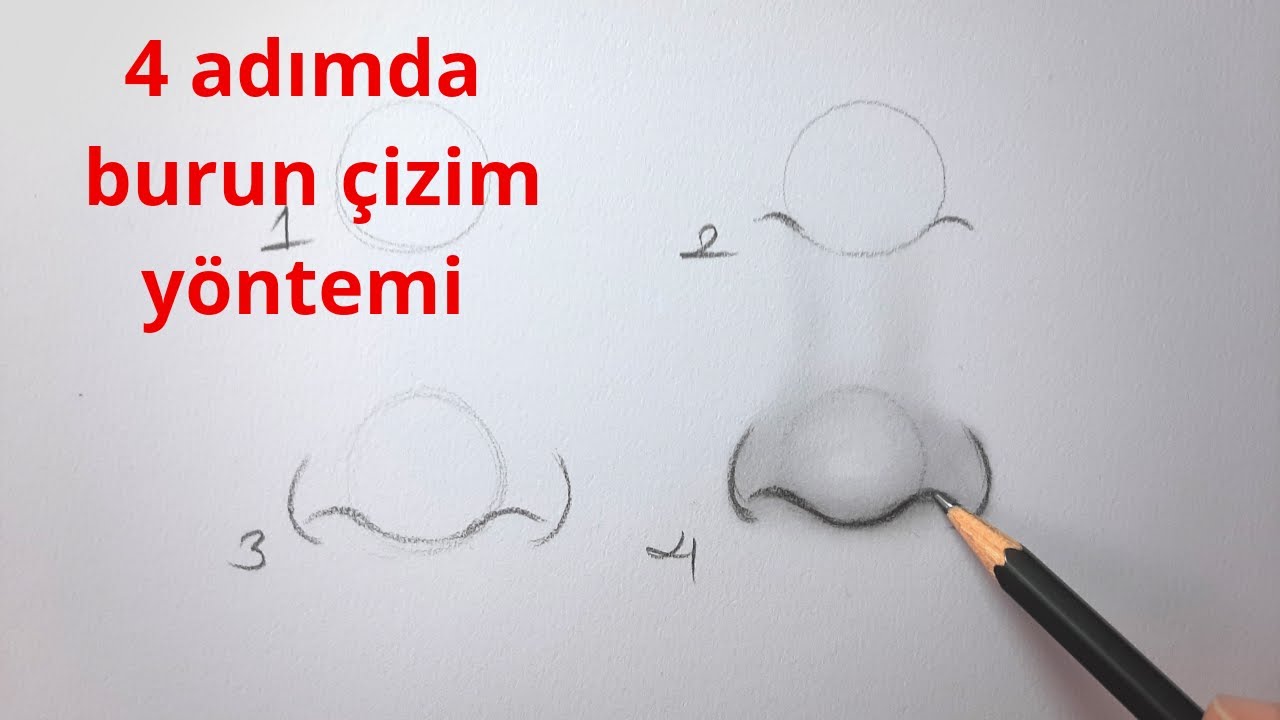 4 Adımda burun çizim teknigi - Nose drawing technigue 4 steps