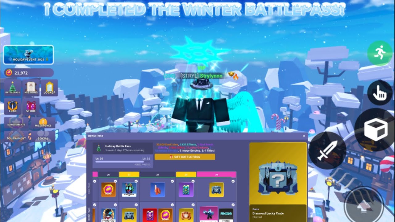 I COMPLETED THE WINTER BATTLEPASS IN ROBLOX BEDWARS! #roblox #robloxyoutube #robloxpvp #gaming