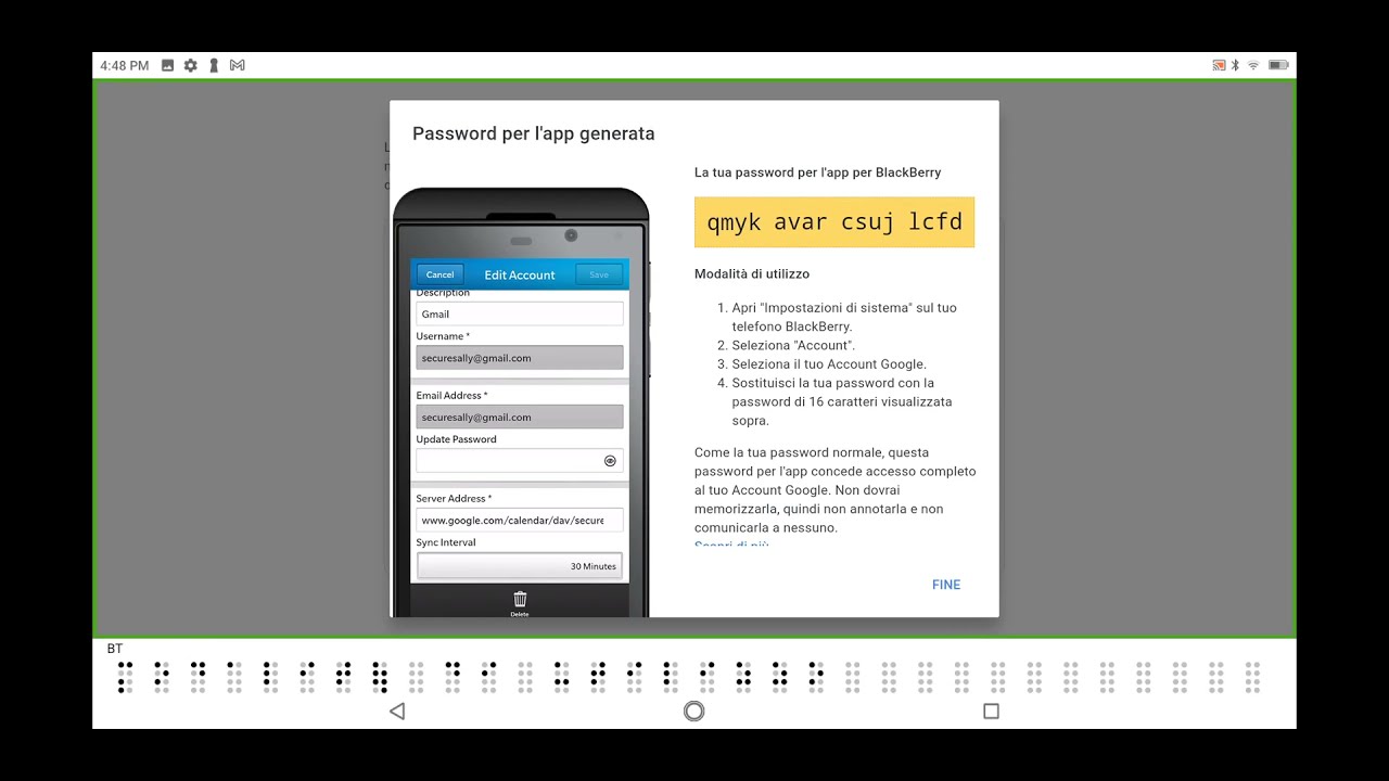 Braille Sense 6: configurazione e verifica account Google parte 2