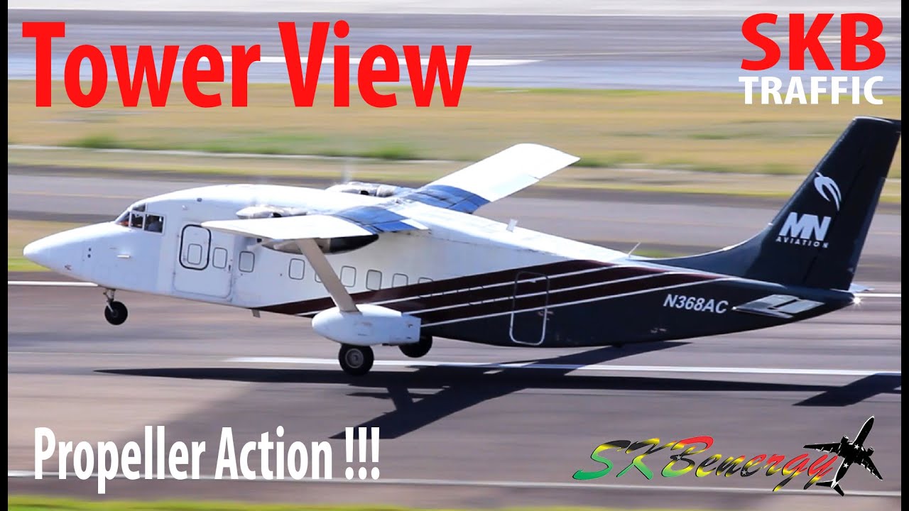 Tower View !!! Propeller Action, BN-2 Islander, Twin Otter, ATR 72-600, Short 360...@ St. Kitts