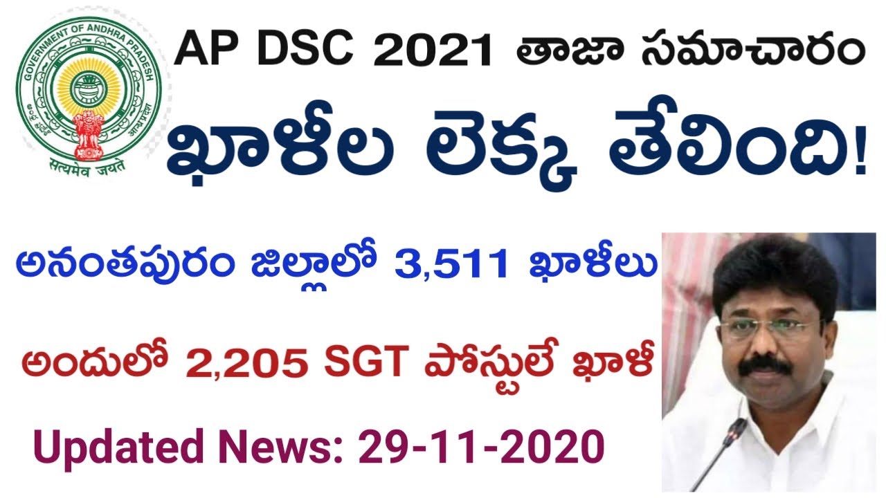 Ap Dsc 2021 Vacancies In Anantapur District||అనంతపురంలో 3511 పోస్ట్లులు ఖాళీ|2205 sgt పోస్టులు ఖాళీ
