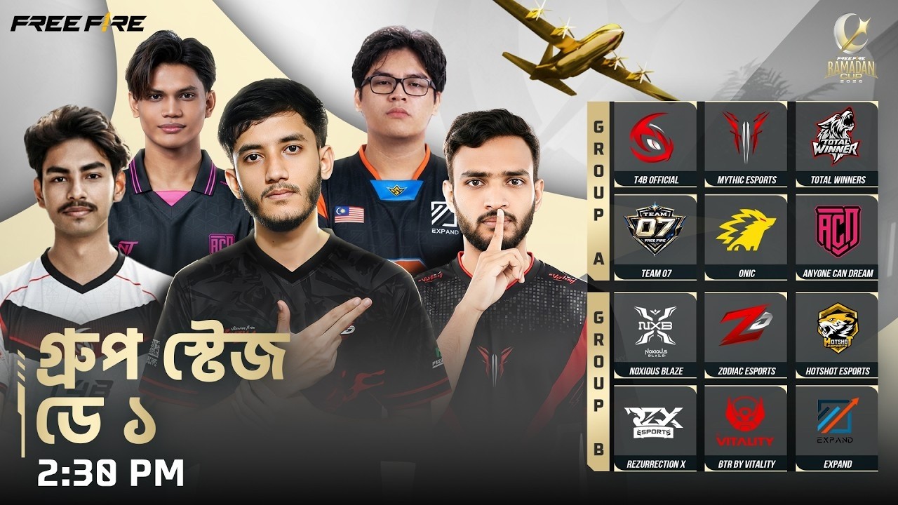 [🔴LIVE-বাংলা] গ্রুপ স্টেজ – ডে ১  | Free Fire Ramadan Cup 2026  | গ্রুপ A vs B @RedHawksOfficials