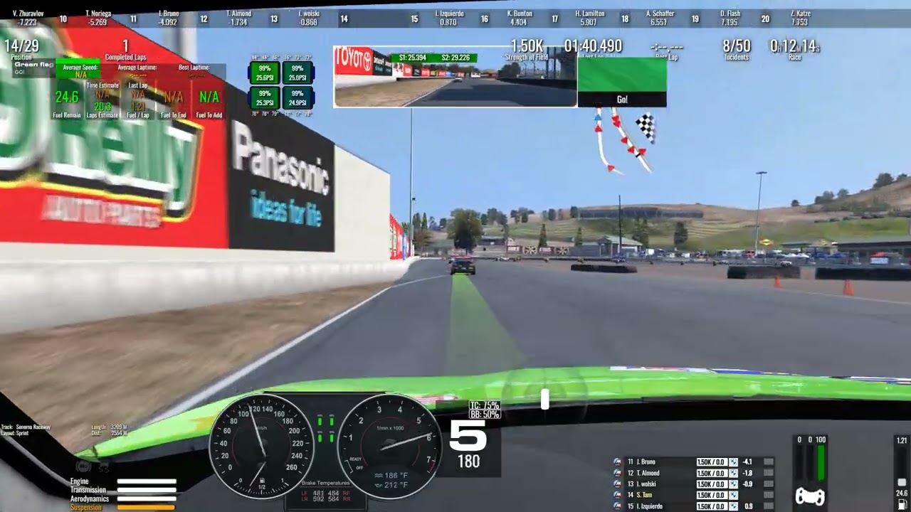 Sonoma Raceway BMW M235i hit a dead car Raceroom Racing Experience 2026 01 26
