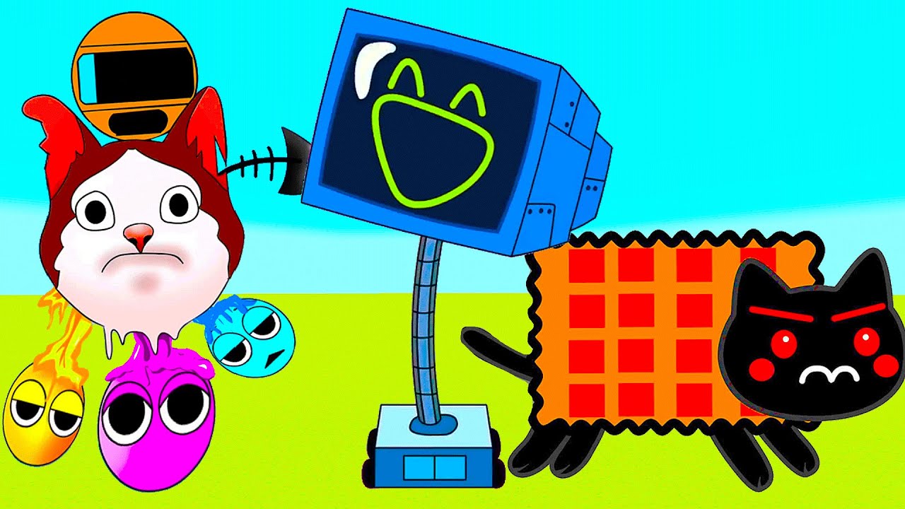 Sprunki OC Karen SpongeBob, Nyan Cat And Pop Cat Phase 1 To Phase 8 In Minecraft PE