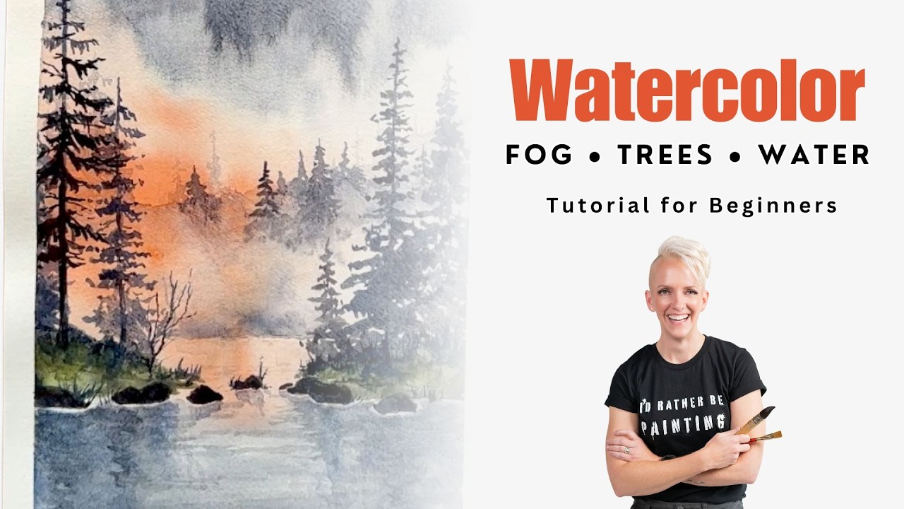 Watercolor Fog and Trees Tutorial for Beginners - Step by Step