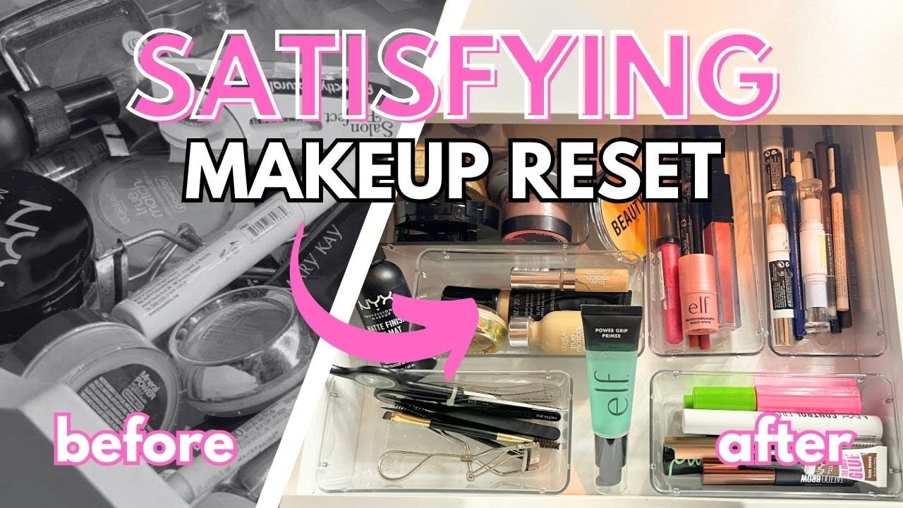 SATISFYING ASMR Minimalist Makeup Vanity Organization