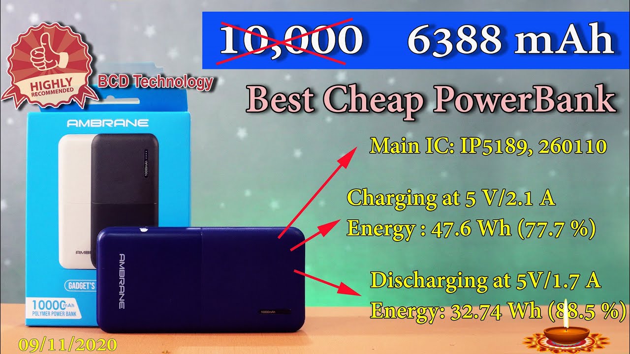 #6388mAh Ambrane (10,000mAh) Power Bank #Capacity, #Charging Time Testing & #Teardown 🛠💥🙈