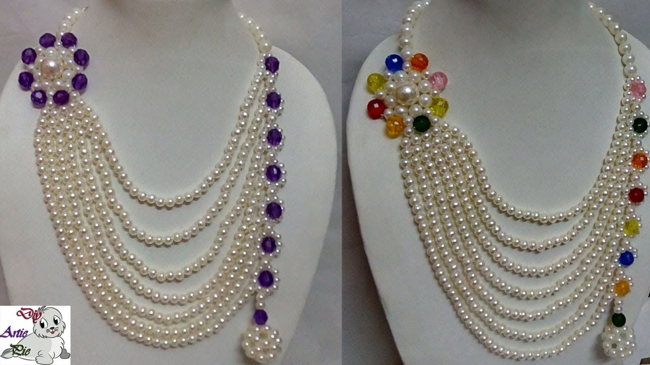 #73 How to Make Pearl Beaded Necklace || Diy || Jewellery Making