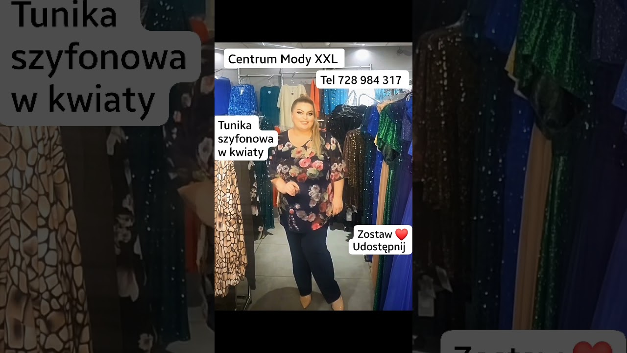 Tunika w kwiaty R&oacute;ża i spodnie na kant
