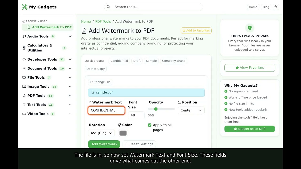 Add Watermark to PDF &mdash; Free Online Tool, No Upload Needed