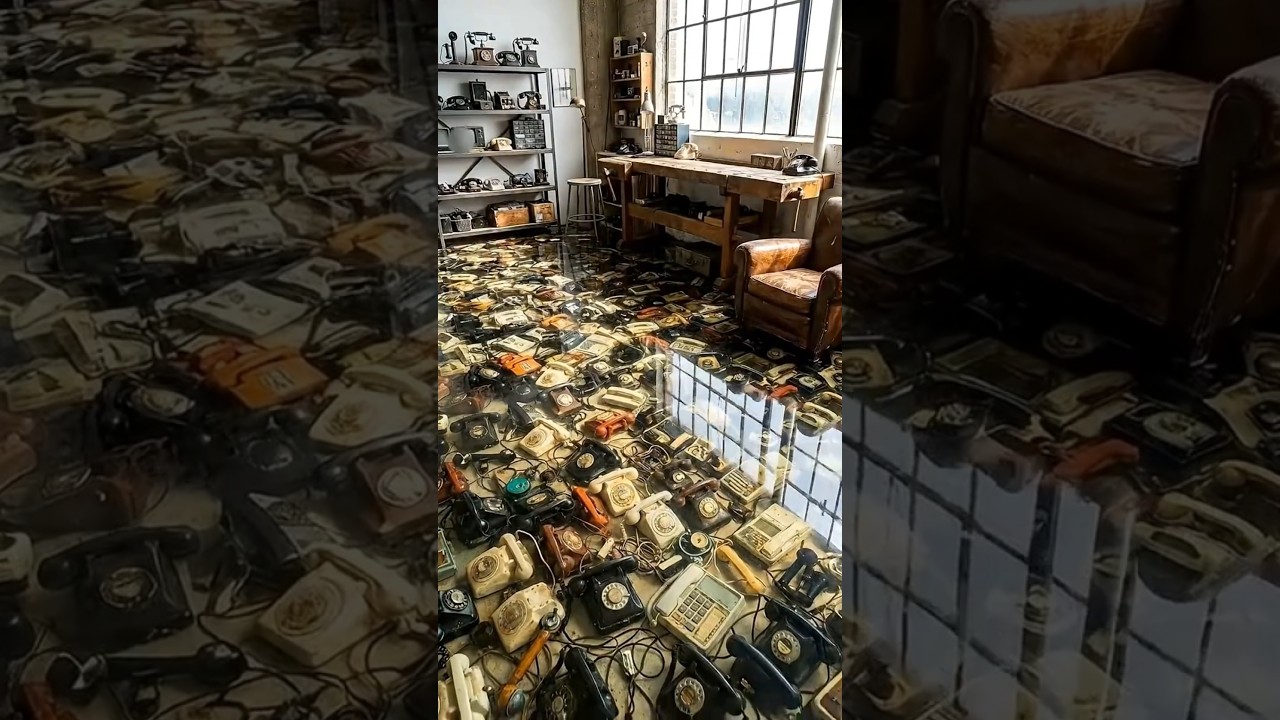 Vintage Retro Telephone Floor Design | Classic Interior Aesthetic
