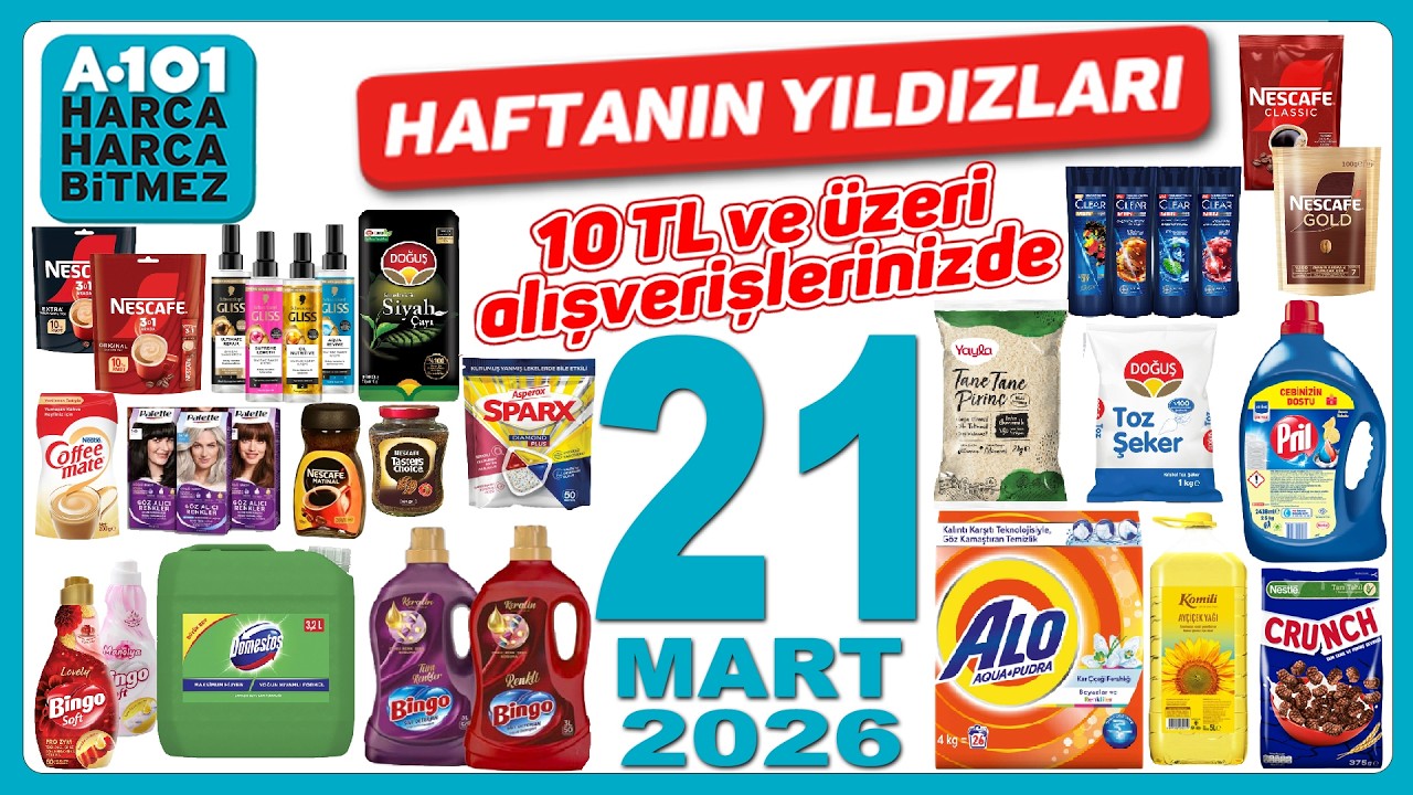 A101 21 MART 2026 | A101 İNDİRİMLERİ BU HAFTA TEMİZLİK GIDA &Uuml;R&Uuml;NLERİ | A101 KAHVE &Ccedil;İKOLATA İNDİRMİ